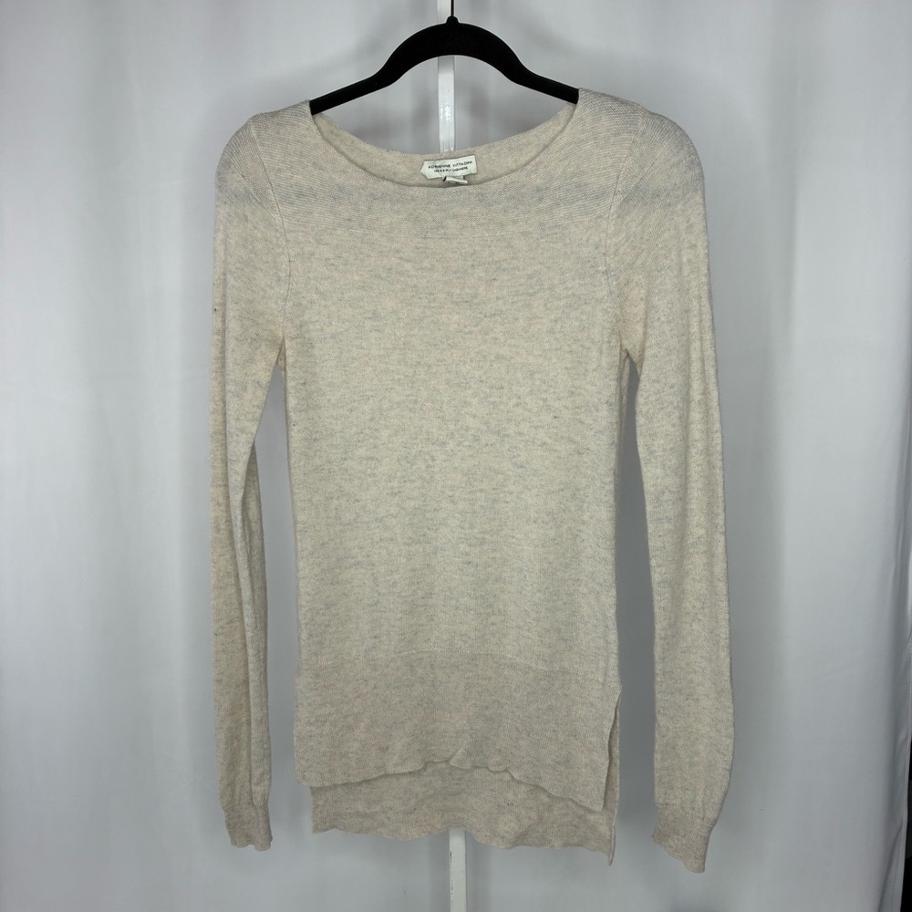 Adrienne Vittadini 100% cashmere sweater ivory long sleeve lightweight luxury Sm